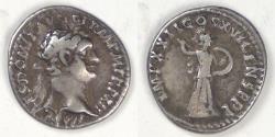 Ancient Coins - ROMAN EMPIRE, Domitian as Augustus (81-96 AD), 95-96 AD, AR Denarius, about Very Fine