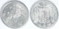 World Coins - SPAIN - Nationalist Government, 1945, 10 Centimos, AU