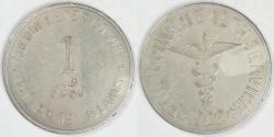 World Coins - PHILIPPINES - Culion Island Leper Colony, 1922 PM Peso (Straight Wing), Extra Fine
