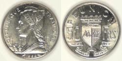 World Coins - REUNION - French Territory, 1964, 50 Francs, Brilliant Uncirculated