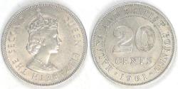 World Coins - MALAYA AND BRITISH BORNEO - British Colony, Elizabeth II, 1961, 20 Cents, AU