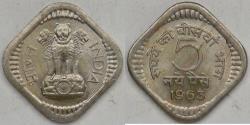 World Coins - INDIA - Republic, 1963, 5 Naye Paise, Gem BU