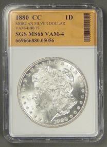 US Coins - 1880/79-CC Morgan Dollar (VAM-4), MS-62 in SGS holder