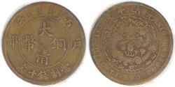 World Coins - CHINA - Empire, Guangxu, CD 1906, 10 Cash (Cent), about Very Fine