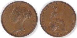 World Coins - GREAT BRITAIN, Victoria, 1853, Half Penny, about Extra Fine