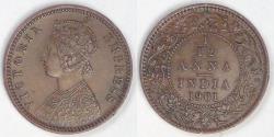 World Coins - INDIA - British Colony, Victoria, 1901, 1/12 Anna, Extra Fine