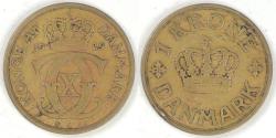 World Coins - DENMARK, Christian X, 1929 N♥GJ, Krone, Choice Very Fine