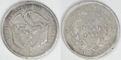 World Coins - COLOMBIA - United States, 1862 Peso, Very Fine
