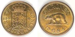 World Coins - GREENLAND - Danish Colony, Christian X, 1944, 5 Kroner, Choice BU