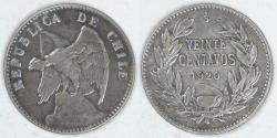 World Coins - CHILE - Republic, 1920 So, 20 Centavos, Very Fine