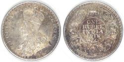 World Coins - INDIA - British Colony, George V, 1918 Rupee, Almost Uncirculated