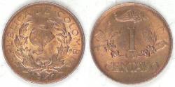 World Coins - COLOMBIA - Republic, 1957, Centavo, Gem BU RB