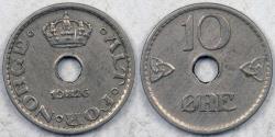 World Coins - NORWAY, Haakon VII, 1926, 10 Ore, Choice Very Fine