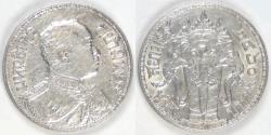 World Coins - THAILAND - Kingdom of Siam, Rama VI, BE2460 (1917) Baht, Choice EF / AU