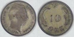 World Coins - DENMARK, Christian IX, 1894 (h) VBP, 10 Øre, Fine