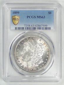 US Coins - 1899 Morgan Dollar, MS-63 PCGS