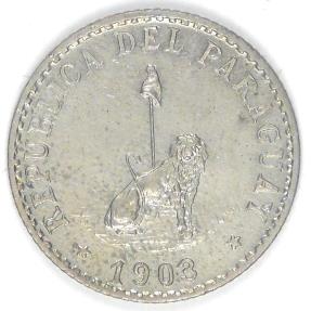 World Coins - PARAGUAY - Republic, 1903, 20 Centavos, Choice AU