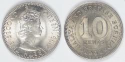 World Coins - MALAYA AND BRITISH BORNEO - British Colony, Elizabeth II, 1958, 10 Cents, Choice BU