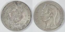 World Coins - VENEZUELA - Republic, 1936, 5 Bolivares, Extra Fine