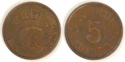 World Coins - ICELAND - Kingdom, Christian X, 1926 ♥HCN; GJ, 5 Aurar, Extra Fine
