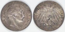 World Coins - GERMANY - Prussia, Wilhelm II, 1899 A, 2 Mark, Choice EF / AU
