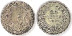 World Coins - NETHERLANDS, Wilhelmina, 1897, 25 Cents, Very Fine