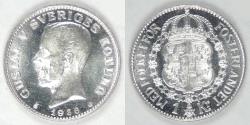 World Coins - SWEDEN, Gustaf V, 1936 G, 2 Kronor, Choice BU PL
