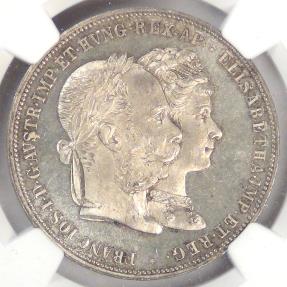 AUSTRIA - Empire, Franz Joseph I, 1879, 2 Gulden (2 Florin),MS-64 NGC