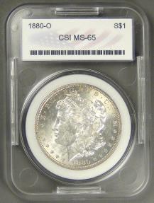 US Coins - 1880-O Morgan Dollar, AU-58 in CSI holder