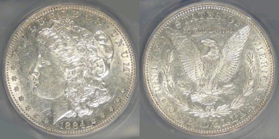 US Coins - 1884-S Morgan Dollar, AU-53 ICG