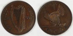 World Coins - IRELAND - Irish Free State, 1933 Pingin (Penny), Extra Fine