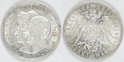 World Coins - GERMANY - Anhalt-Dessau, Friedrich II, 1914 A, 3 Mark, Choice EF / AU