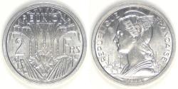 World Coins - REUNION - French Territory, 1948, 2 Francs, Choice BU