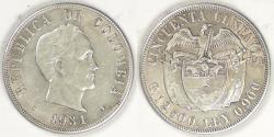 World Coins - COLOMBIA - Republic, 1934, 50 Centavos, EF / Choice EF