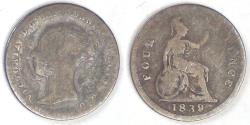 World Coins - GREAT BRITAIN, Victoria, 1839, 4 Pence, Very Good