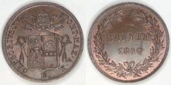 World Coins - PAPAL STATES, Gregory XVI, 1840 X R, Baiocco, Choice AU