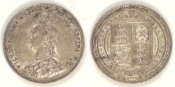 World Coins - GREAT BRITAIN, Victoria, 1887 Shilling, Almost Uncirculated