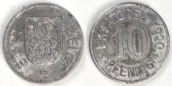 World Coins - GERMANY - Zeitz (Saxony), Notgeld Coinage, 1920, 10 Pfennig, Choice Almost Uncirculated