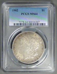 US Coins - 1902 Morgan Dollar, MS-64 PCGS