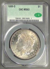 US Coins - 1889-O Morgan Dollar MS-63 CAC