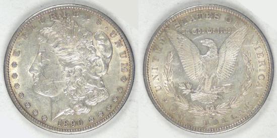 US Coins - 1890-S Morgan Dollar, AU-55