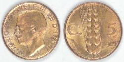 World Coins - ITALY - Kingdom, Vittorio Emanuele III, 1921 R, 5 Centesimi, Brilliant Uncirculated RB