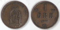 World Coins - SWEDEN, Oscar II, 1877 Öre, Very Fine