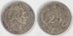 World Coins - DENMARK, Christian IX, 1874 ♥, 25 Ore, Choice Very Fine