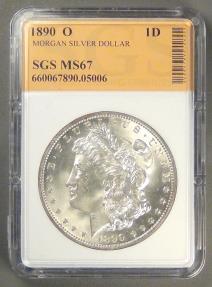 US Coins - 1890-O Morgan Dollar MS-63+ in SGS holder