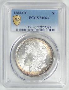 US Coins - 1884-CC Morgan Dollar, MS-63 PCGS