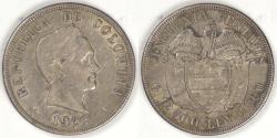 World Coins - COLOMBIA - Republic, 1922, 50 Centavos, Choice EF