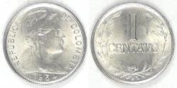World Coins - COLOMBIA - Republic, 1954 B, Centavo, Gem BU