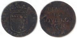 World Coins - FRANCE - Duchy of Bouillon, Godefroy Maurice, 1681 Liard, about Fine