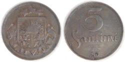 World Coins - LATVIA - Republic, 1922, 5 Santimi, Extra Fine